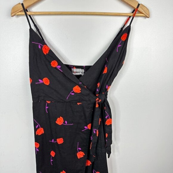 Urban Outfitters Quebec Midi Side Tie Wrap Dress Poppy Floral Print Linen XS - Picture 3 of 6